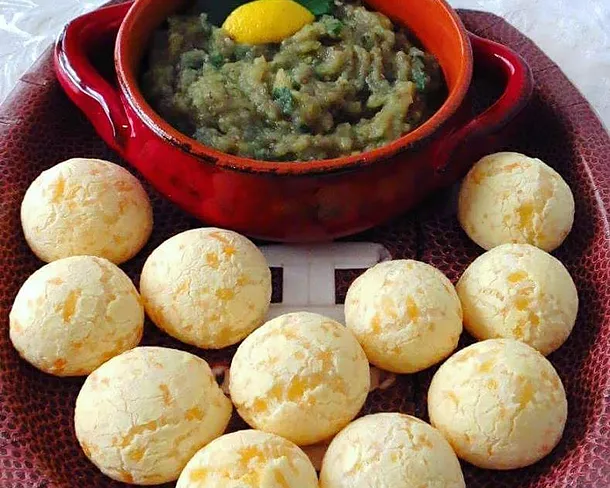 Brazilian Oven Cheese Bread with Eggplant Caviar