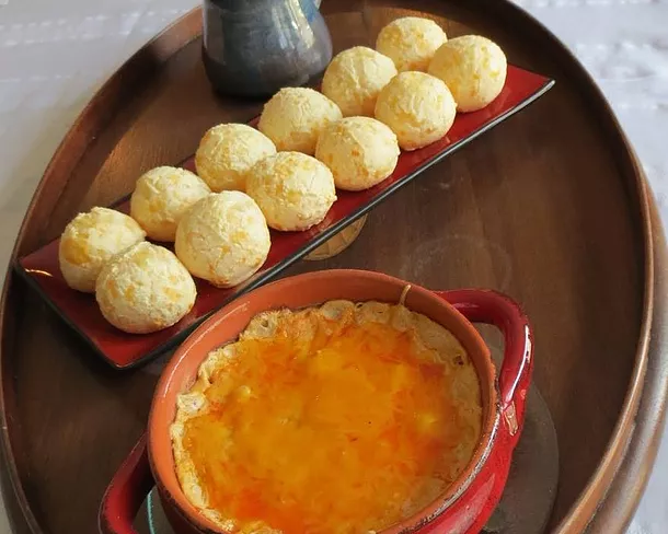 Brazilian Oven Cheese Bread with Hot Buffalo Chicken Dip